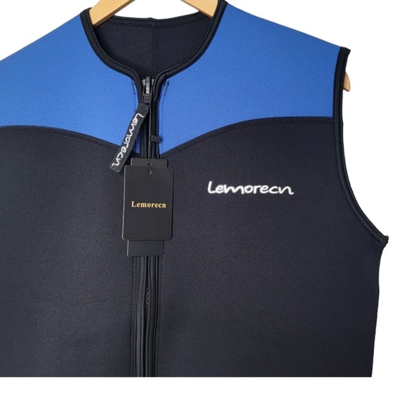 NWT Lemorecn Diving Vest Wetsuit Top Neoprene 3mm Zipper Black Blue XXL - Picture 4 of 13